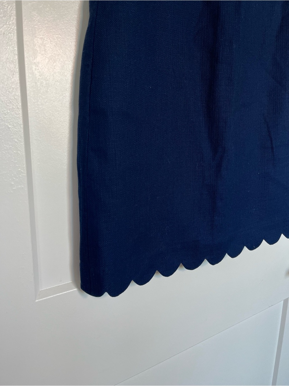 J.Crew Navy Scalloped Sheath Dress Size 2 NWT Lined Cotton Workwear - Picture 3 of 13